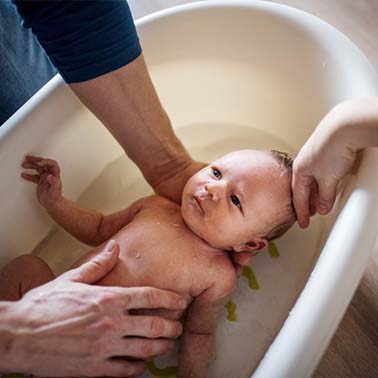 When can you first clearance bathe a newborn baby