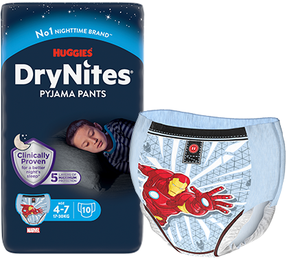 Huggies DryNites Dry Nights Pyjamas Boys Girls Size 4-7 - Pack of 30 Nappy  Pants